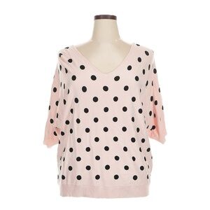 Premise Pullover Sweater 1X NWT Pink Polka Dot V-Neck Dolman Sleeve Stretchy